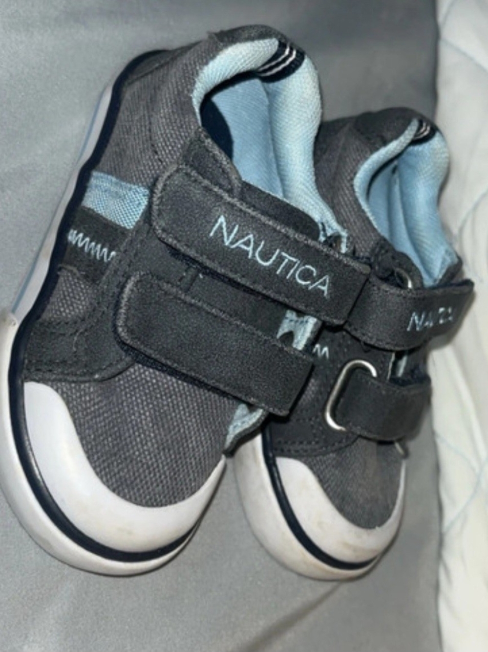 Nautica Kids Black & Light Blue Velcro Sneakers